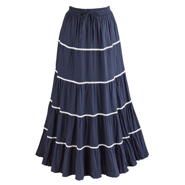 Shop Women's Broom Skirt Out Of The Blue Long Crinkle Peasant Skirt Overstock 15929362