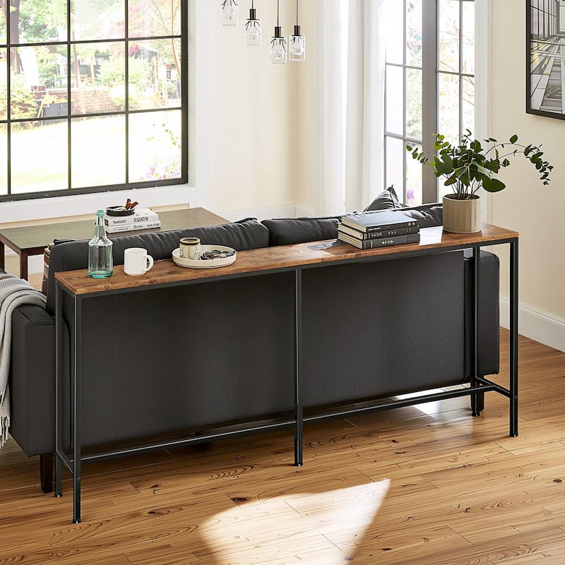 Homy Casa Console/Sofa Table with Outlets & USB Ports, Metal Frame