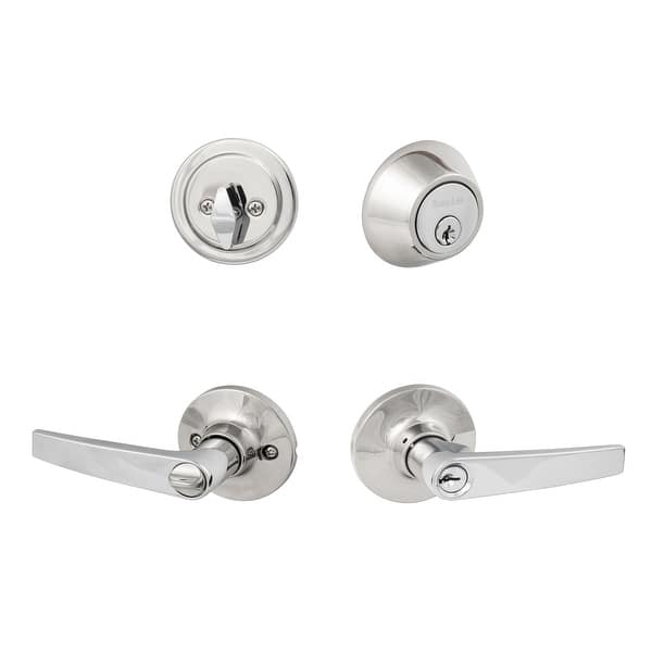 slide 2 of 2, Sure-Loc Cedar Entrance Lever with Keyed Alike Deadbolt Clear/Silver