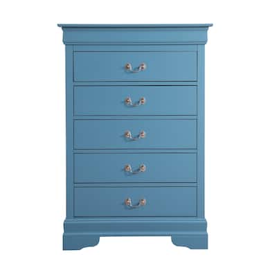 5-Drawer Wooden Bedroom Chest - 48" - Blue