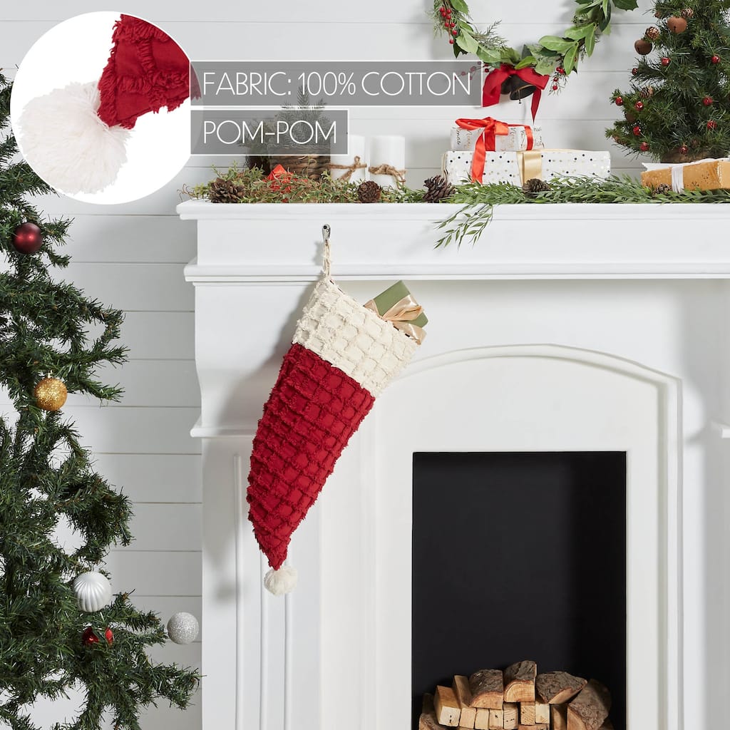 Chenille Christmas Santa Hat Stocking 9.5x20 - Stocking 20x9.5