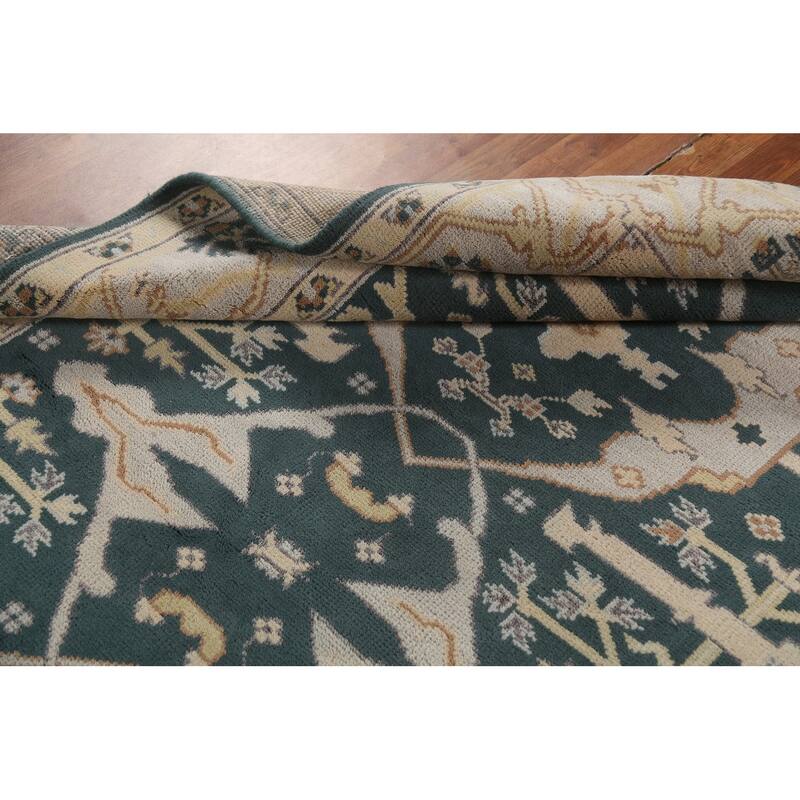 Green Oushak Indian Runner Rug Handmade Wool Carpet - 6'0" x 17'9"