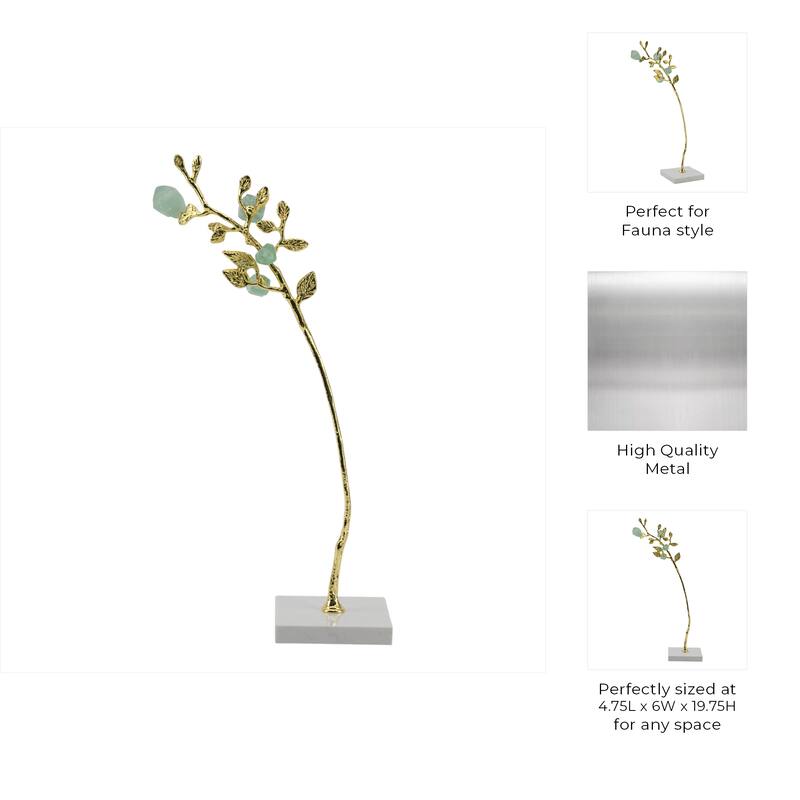 Metal Tree Sculpture on Marble Base Charming Living Room, Office, Home Decor
