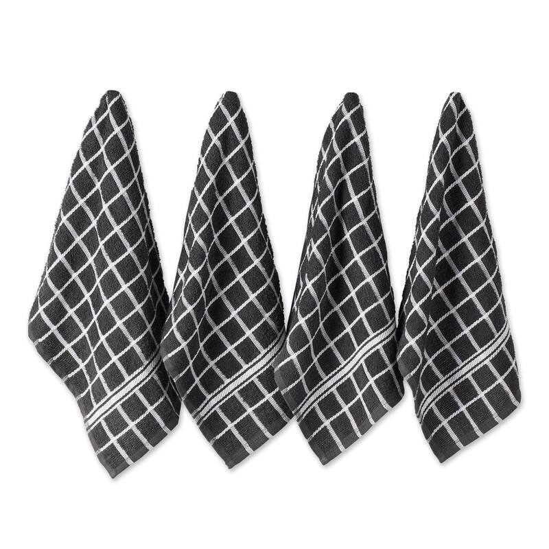 DII Solid Honey Gold Windowpane Terry Dishtowel 4 Piece