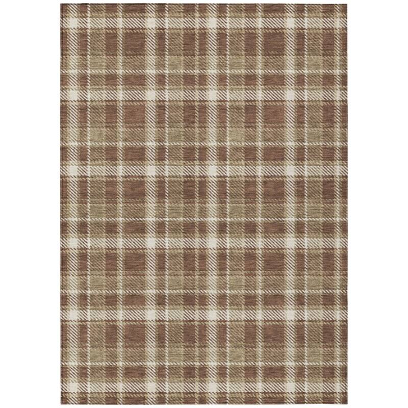 Alfiz Plaid Weather Resistant Blended Style Runner Outdoor Rug