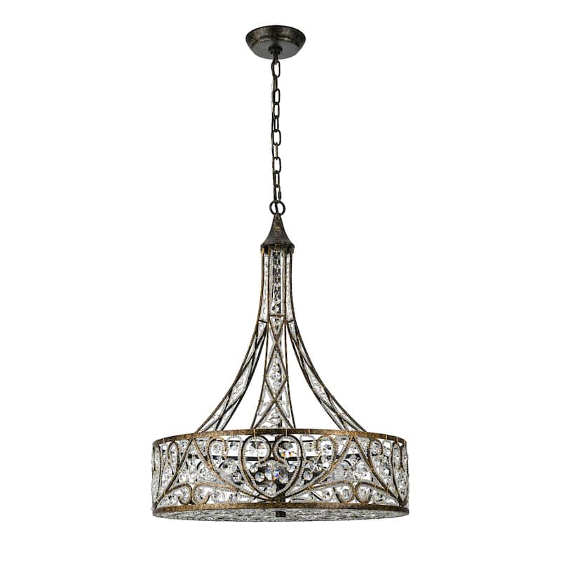 Vintage Drum Crystal Pendant Chandelier with Adjustable Height - W19.68"