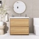 preview thumbnail 72 of 85, Floating Bathroom Vanity with Integrated Resin Top Natural Oak - 35.43'' x 19.69'' x 33.46''
