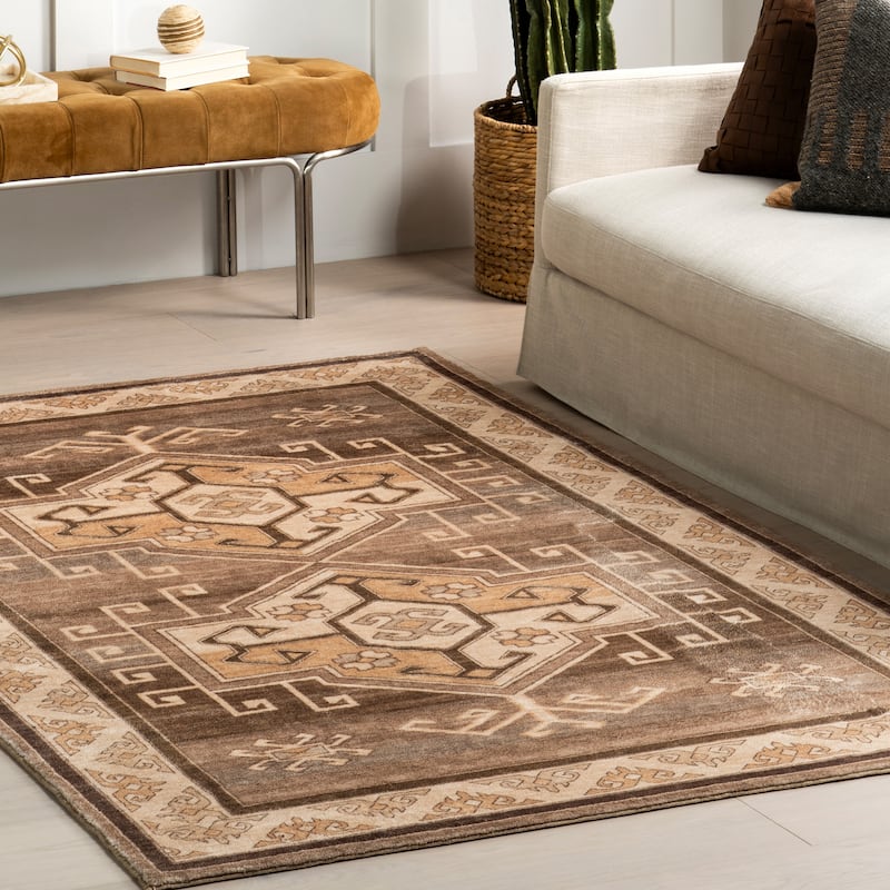 Nuloom Peony Traditional Medallion Machine Washable Area Rug