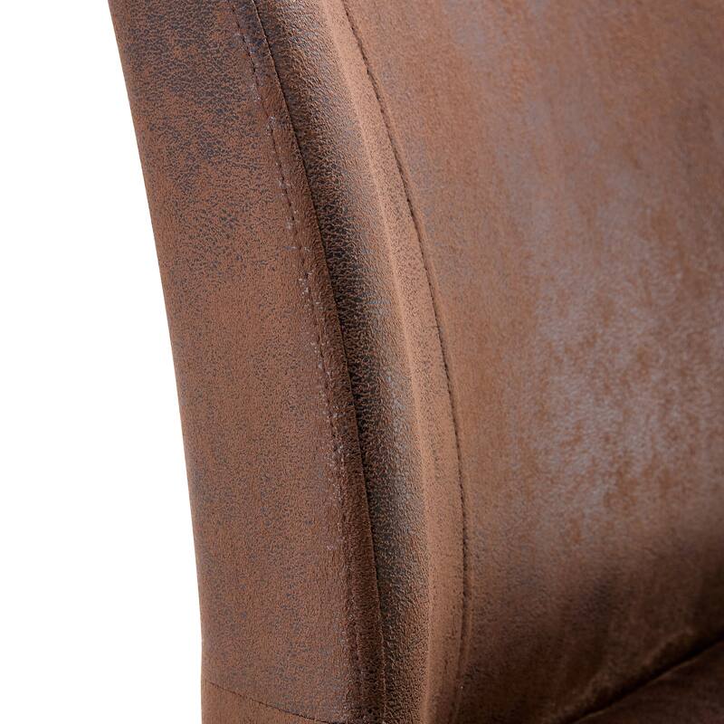 Roomfitters Suede Dining Chairs with Cushions and Black Metal Legs, Small Size Set of 2 for Dining or Guest Use, Black+Brown