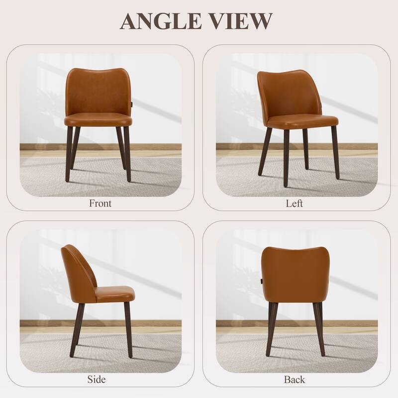 RENEWLINE Set of 2 Wooden Dining Chairs, Beige Upholstered Fabric for Kitchen & Dining Room
