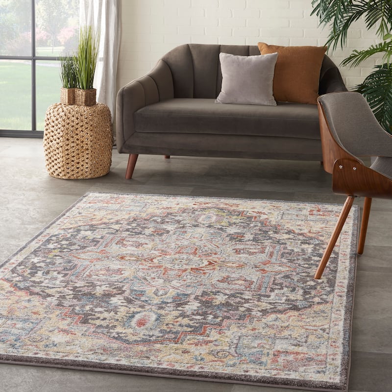 Nourison Soraya Modern Persian Medallion Area Rug - 3'11" x 5'11" - Charcoal Multi - Rectangle