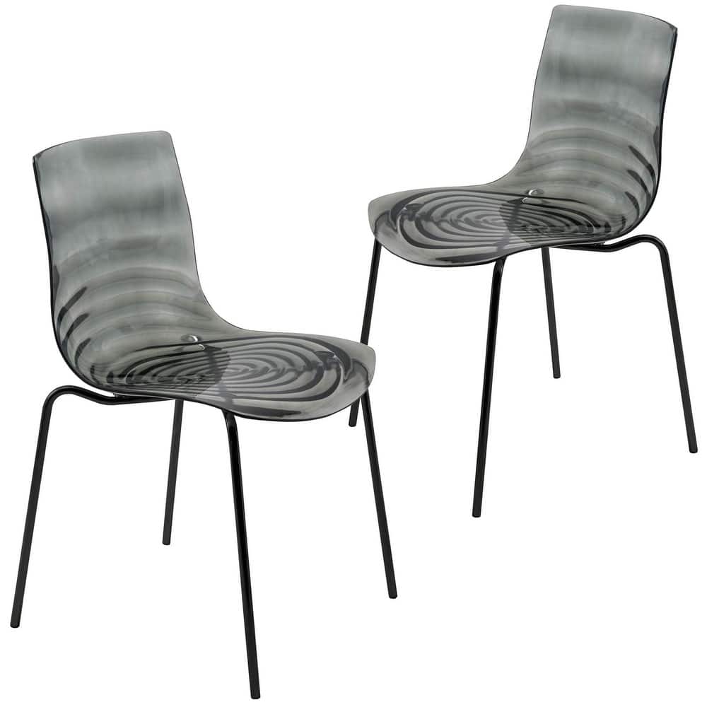 Dining Chair in ABS Plastic Side Chair with Stainless Steel Legs Kitchen Room Chair Set of 2