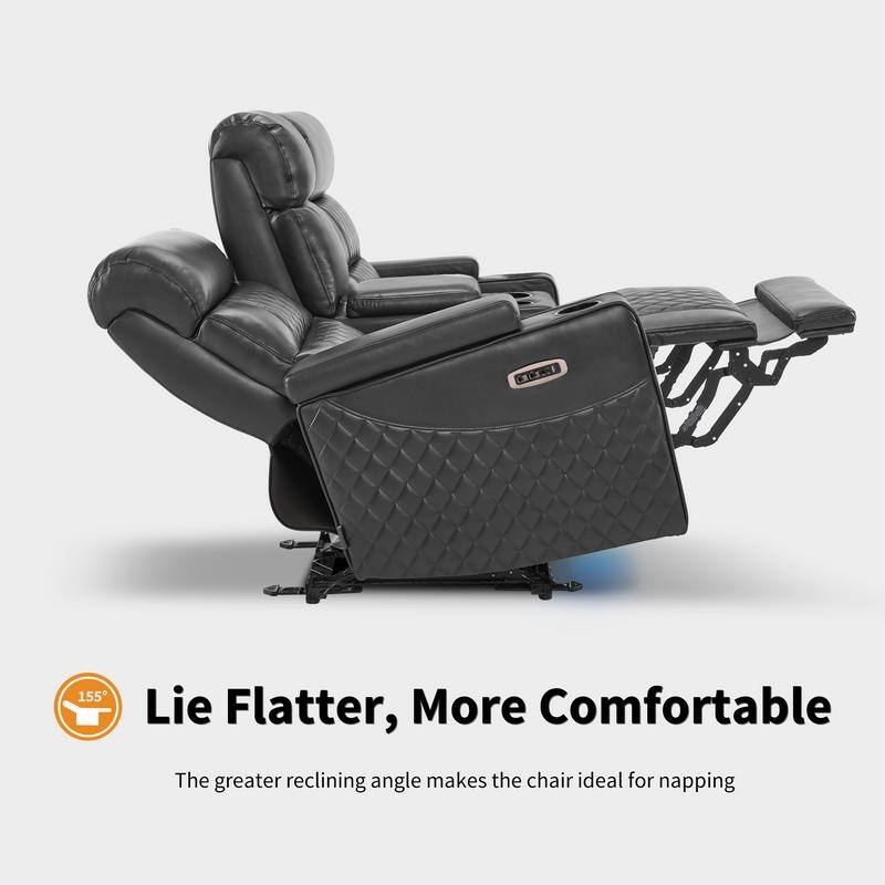 MCombo Power Reclining Loveseat Sofa with Adjustable Headrests and Console, Home Theater Seating with Armrest Storage HTS480