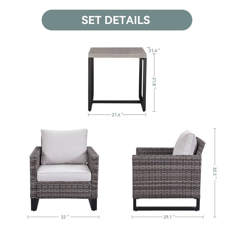 Gymojoy Outdoor PE Wicker Chairs with Table Weather-resistance