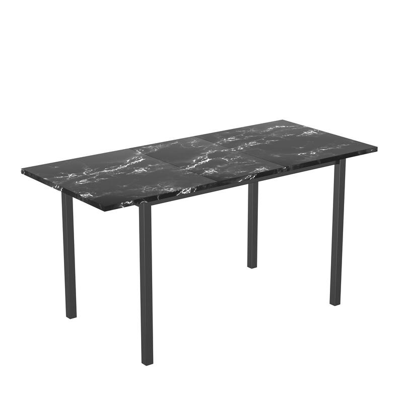 VECELO 3-Piece Dining Table Set with 2 Benches, 63" Extendable Kitchen Table & Chairs Set for 4-8, Dining Room Table