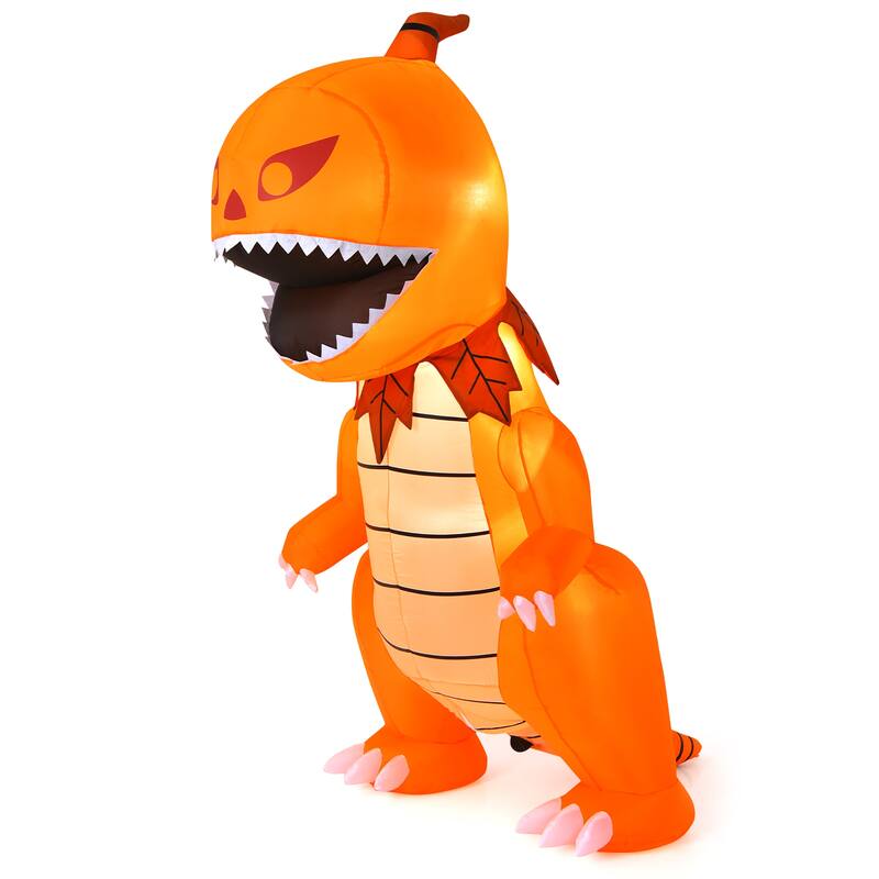Costway 8FT Halloween Inflatable Pumpkin Head Dinosaur Blow Up with
