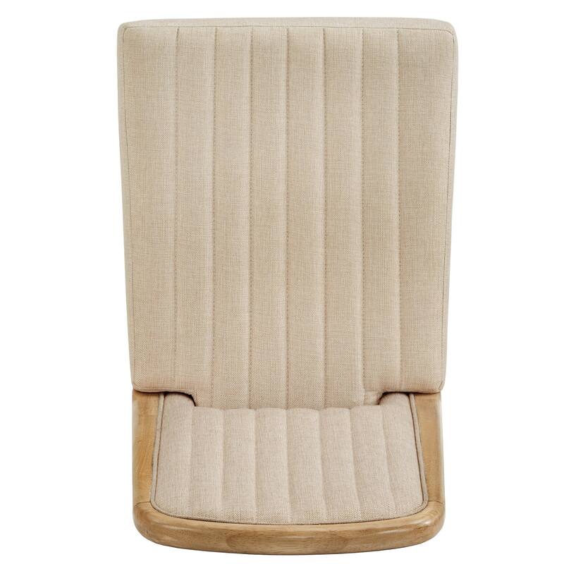 Harstad Wood Finish Cream Fabric Channel Stitching Dining Chair (Set of 2) by iNSPIRE Q Modern