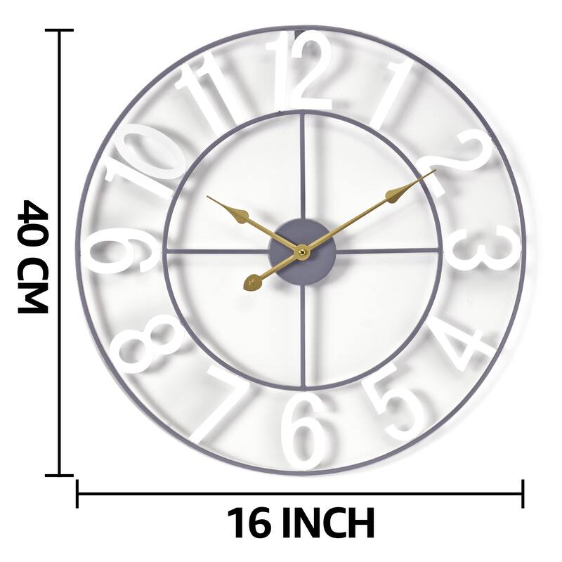 Sorbus Large 16 inch Decorative Round Analog Wall Clock Battery Operated With Numeral Style Design - 16"