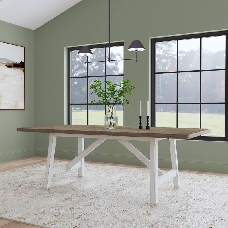 Melody White Wood Rectangular Dining Table - 90" x 30" x 42"