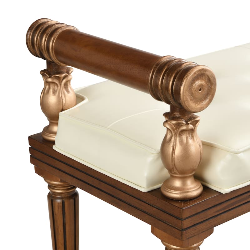 Christopher Knight Home - Mid-Century PU Leather Upholstered Bench with Button-Tufted Seat & Solid Wood Frame - 50"W