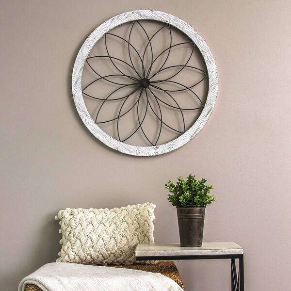 Shop Stratton Home Decor Flower Metal And Wood Art Deco Wall Decor