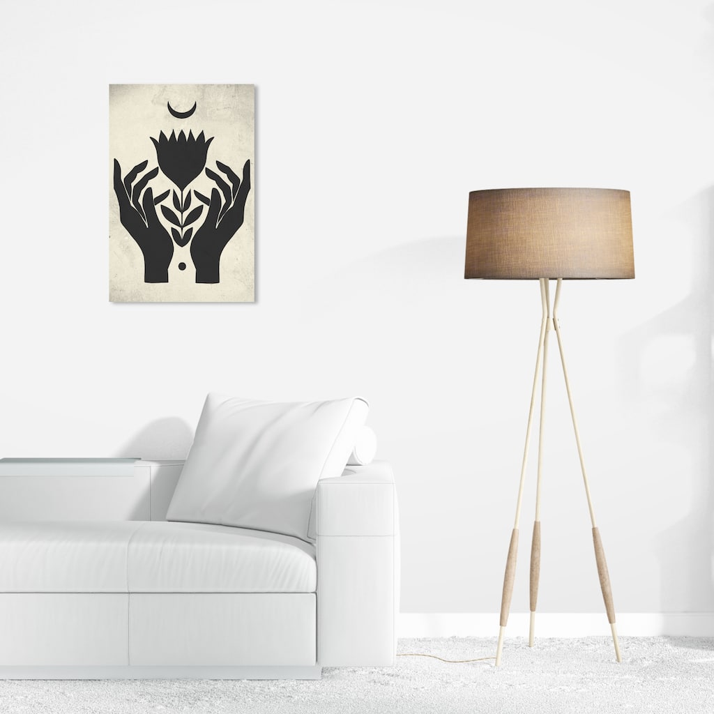 Wynwood Studio Canvas Floral and Botanical Floral Reach Black and Pastel Black Modern & Contemporary Wall Art Canvas Print