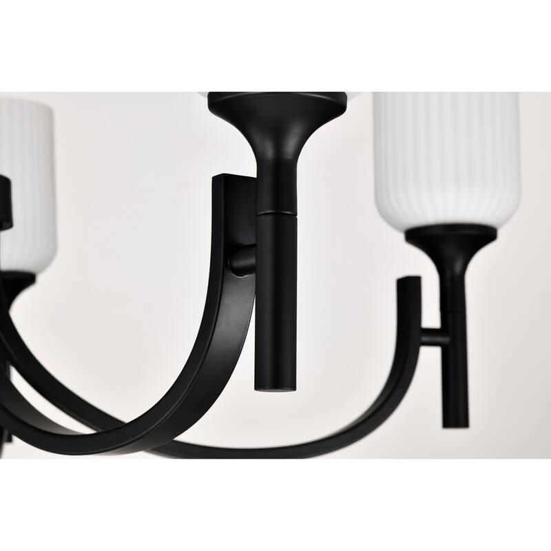 Solara 5 Light Chandelier Matte Black Finish Frosted Ribbed Glass - Matte Black