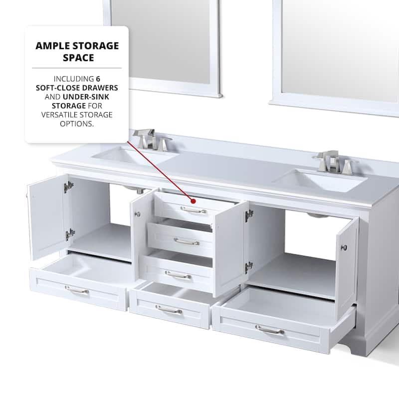 Dukes 80 in. W x 22 in. D White Double Bath Vanity and White Quartz Top