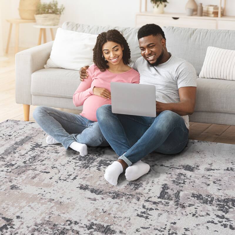 PAYAS Collection Cream / Brown / Abstract Doormat Non-Shedding Rug