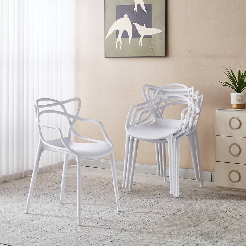 Plastic Dining Chairs Set of 4, Transparent Design Modern Kitchen Office