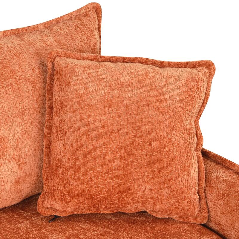 Convertible Sleeper Sofa Bed with Storage Ottoman, L-Shaped Sectional Sofa with 2 Pillows, 2 Power Sockets & 2 USB Ports