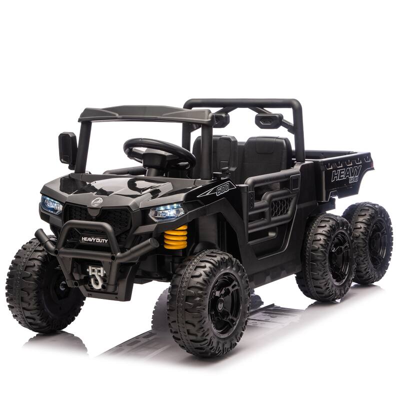 24V 440W Kids Ride On Six-wheel Electric Dump Truck W/ PC 2.4G, 4WD, Upgraded anti-collision bar, Six-wheel Suspension - Black