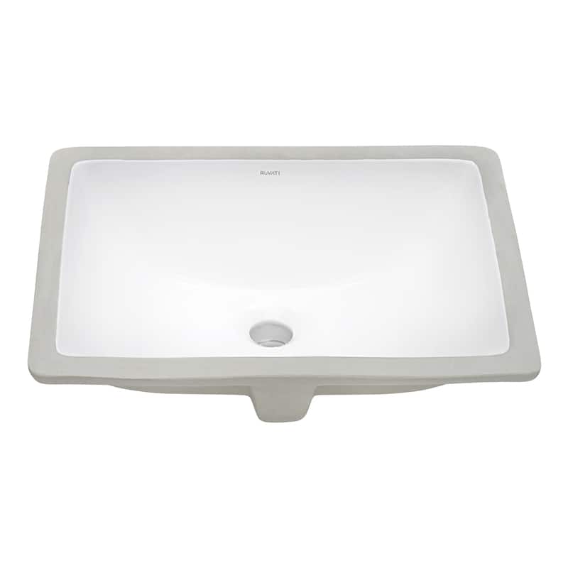 Ruvati 18 x 12-3/4 inch Undermount Bathroom Sink White Rectangular Porcelain Ceramic with Overflow - RVB0720