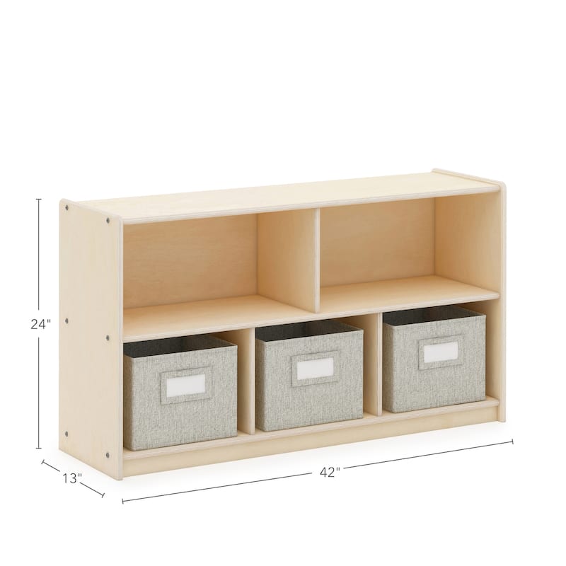 Guidecraft EdQ Essentials Two Shelf 5 Compartment Storage 24''