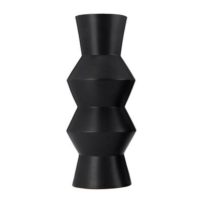 Sagebrook Home Ceramic 17"H Totem Vase, Black, Cylinder, Ceramic, Contemporary, 17"H, Solid Color