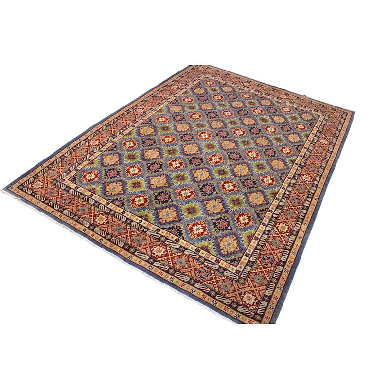 Southwestern Kazak Francisco Light Blue/Red Wool Rug - 10'1'' x 13'10''