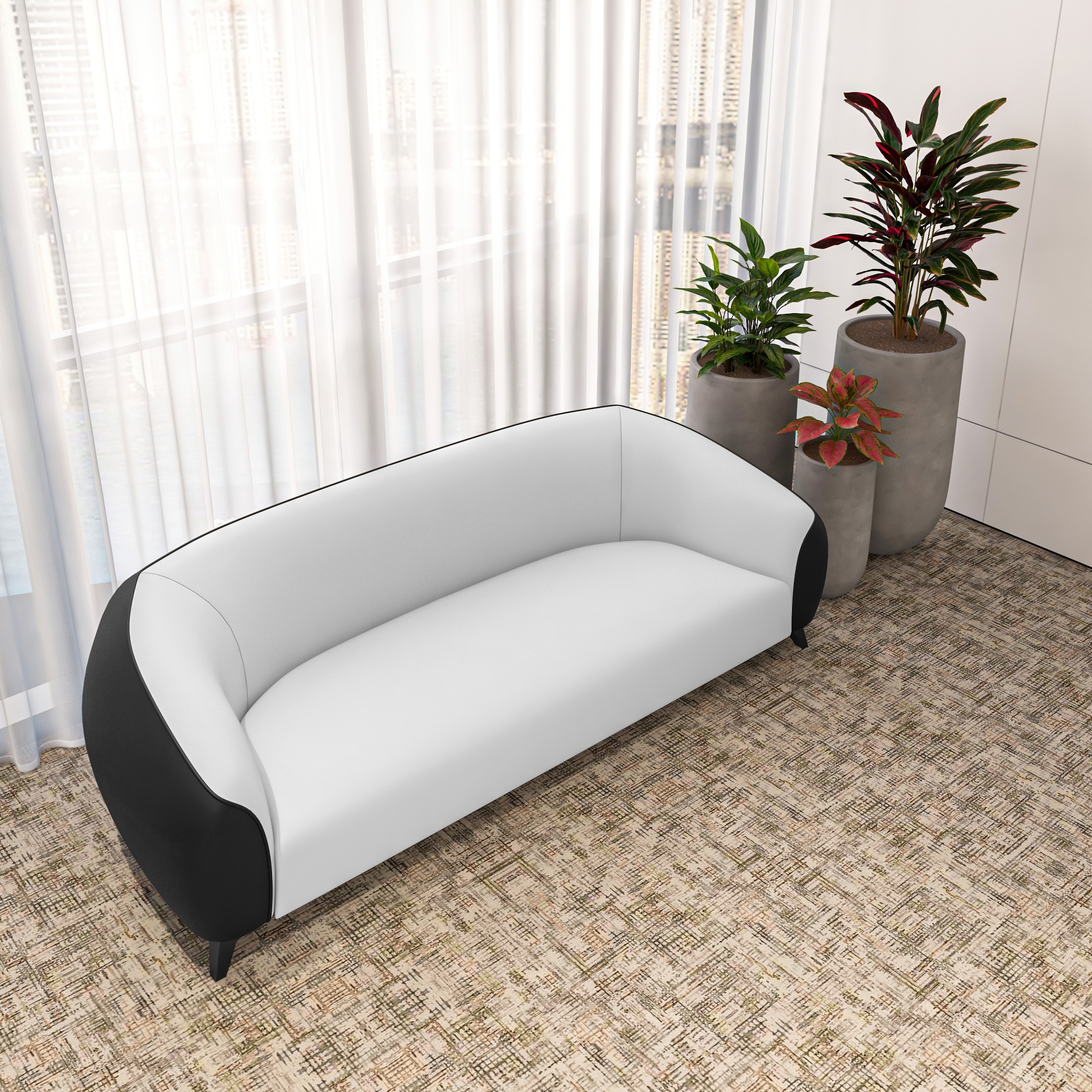 Opula 80" Modern 3 Seater Faux Leather Sofa with Solid Wood Frame, Upholstered Living Room Couch with Metal Legs