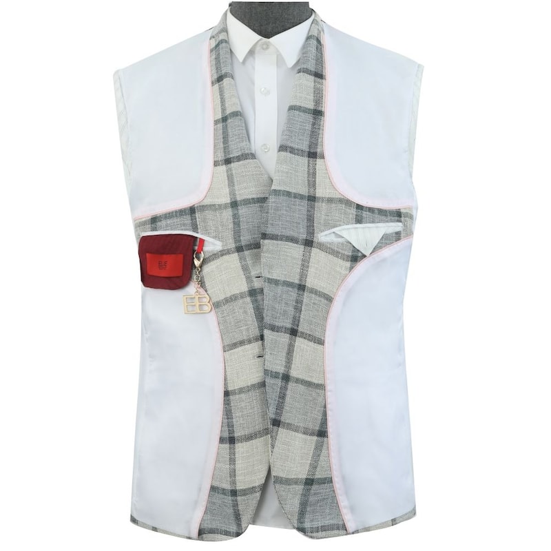 Elie Balleh Boys' Slim Fit Big Plaid Blazer