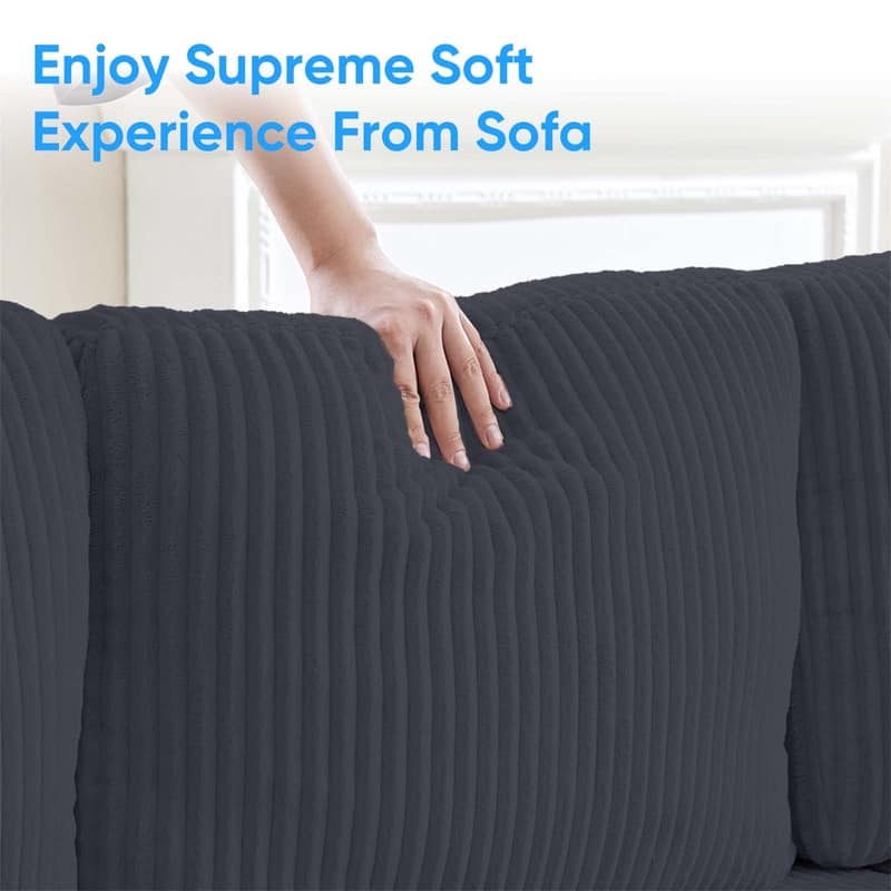 Mixoy W110"U-Shaped Sectional Sofa Couches with Double Chaises and Sleepable Armrests,Corduroy Upholstered 4-Seater Sofa