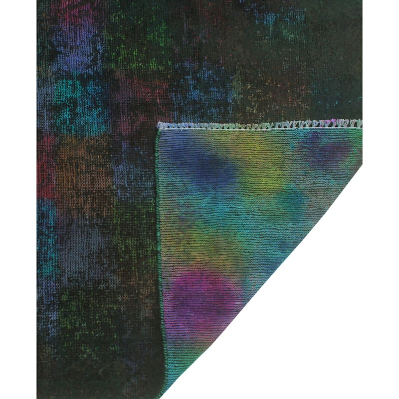 Vintage Rainbow-Dye Karida Charcoal/Pink Rug - 4'0" x 6'0"