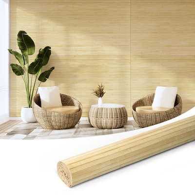 Art3d 48 x 96 in Natural Bamboo Wall Panel for Wall Decor,Wainscoting Wall Cladding Paneling for Living Room,Bedroom,Office