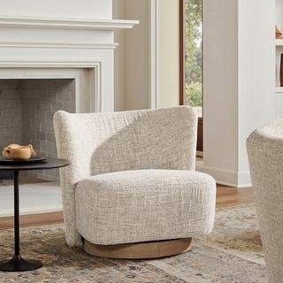 Miranda 30" Solid Ash Wood Chenille Upholstered Swivel Accent Chair