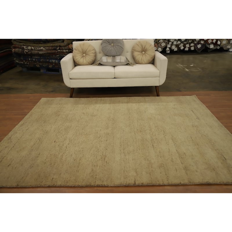 Hand Knotted Oriental 100% Wool Carpet Modern Modern Brown Gabbeh Area Rug - 8' 2'' X 6' 8''
