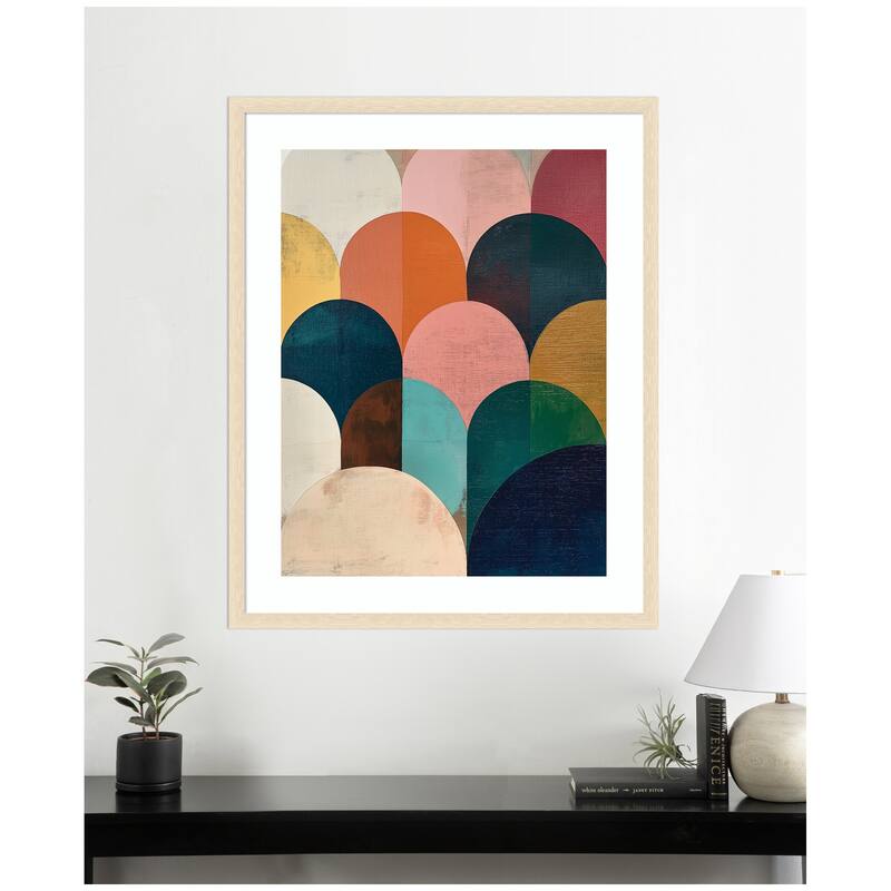 Kate and Laurel Framed Art Minimalist Geometric Abstract Jewel Tone by The Creative Bunch Studio