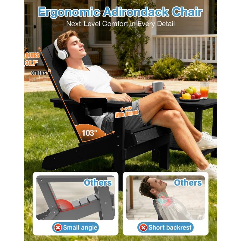 WINSOON All Weather HIPS Outdoor Plastic Adirondack Chairs