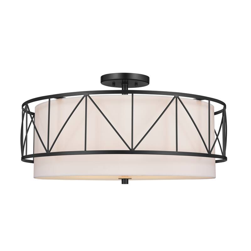 Birkleigh 24 in. 4-Light Black Semi-Flush Mount Ceiling Light