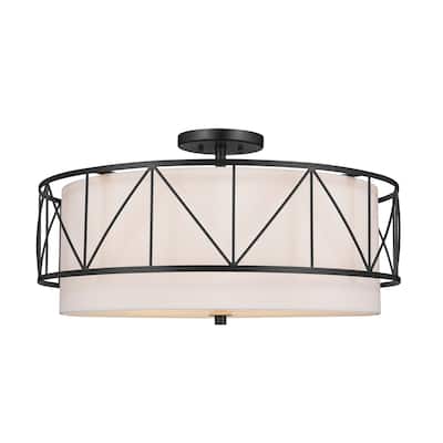 Birkleigh 24 in. 4-Light Black Semi-Flush Mount Ceiling Light