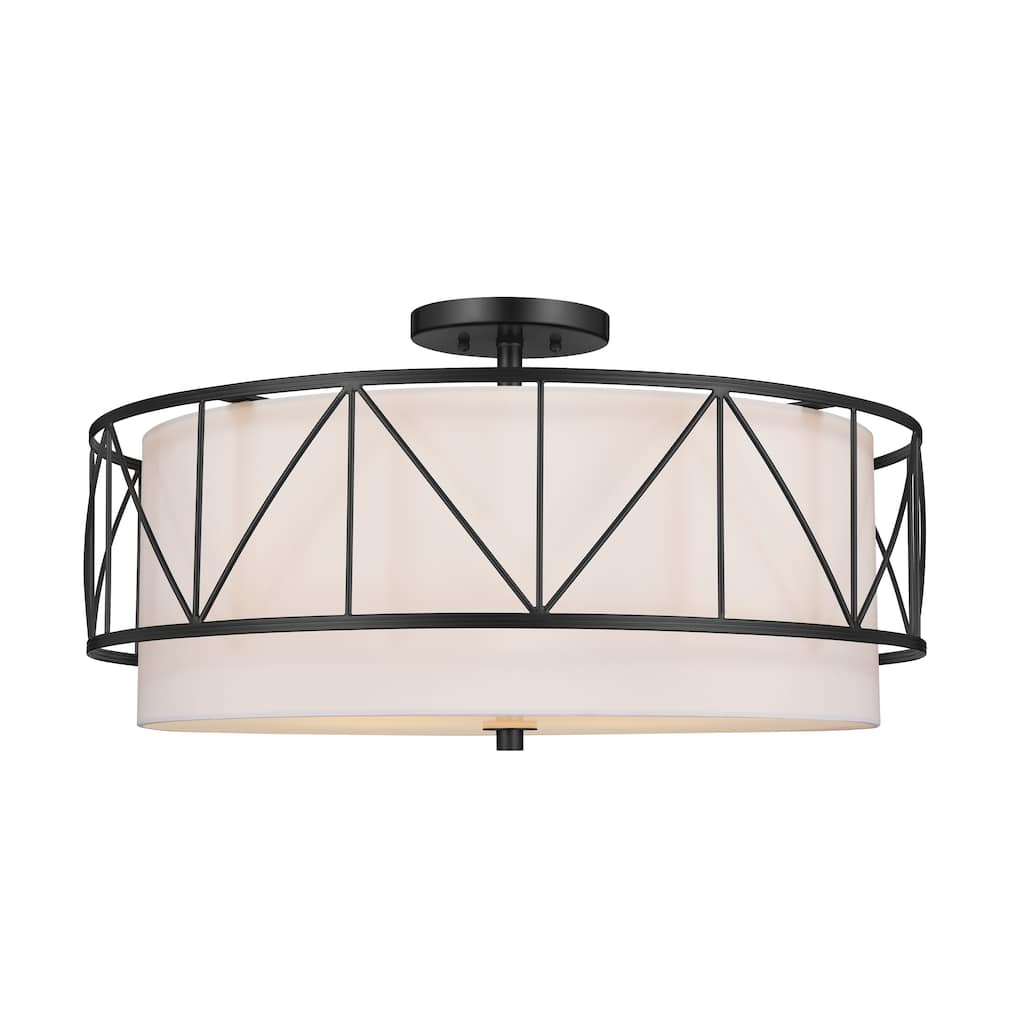 Birkleigh 24 in. 4-Light Black Semi-Flush Mount Ceiling Light