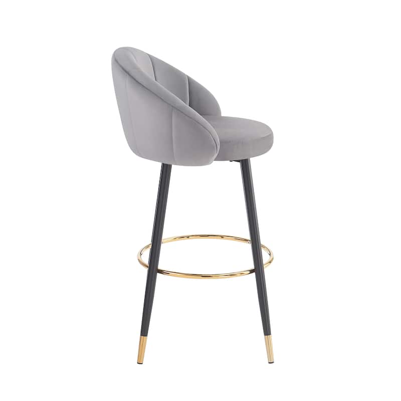 Christopher Knight Home - Riven Luxe 40.5" High Back Velvet Bar Stool Set with Gold Metal Accents