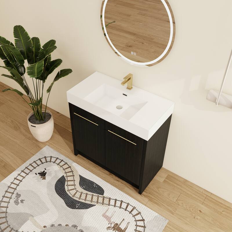 Malwee 24"/30"/36"/48" Bathroom Vanity with Sink, FreeStanding Vanity with Soft Close Doors and adjustable shelf